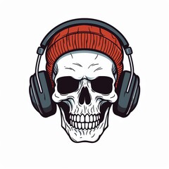 a skull wearing headphones