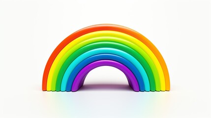 a rainbow shaped object on a white surface