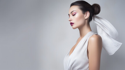Obraz premium Portrait of a beautiful vintage young woman with copyspace