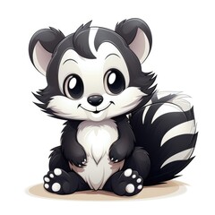 Cute cartoon 3d character skunk on white background