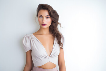 Portrait of a beautiful vintage young woman with copyspace