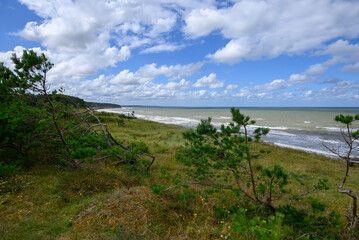 Fototapeta na wymiar Baltic sea coast in windy day.