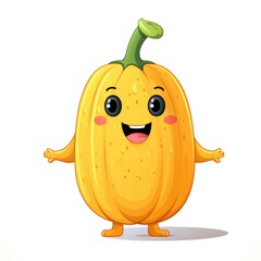 Cute cartoon 3d character squash with eyes on white background