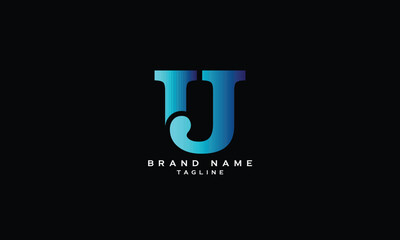 UJ, JU, Abstract initial monogram letter alphabet logo design