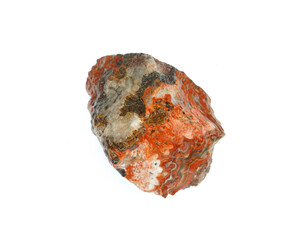 close up on lace agate rock isolated on white background