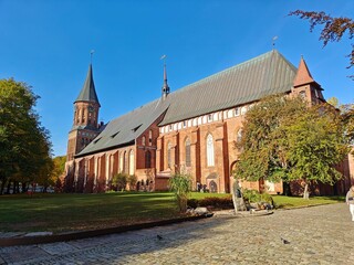 Fototapeta na wymiar Gothic cathedral on the island of Kant in Kaliningrad