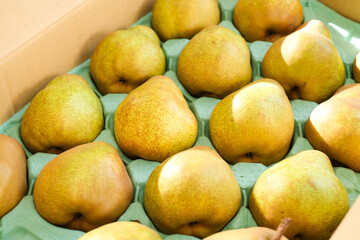 箱の中に並んだラフランス