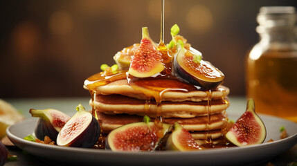 pancakes with honey and figs jam - 687014317