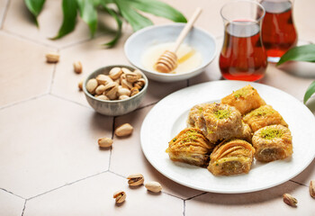 Assortment of Turkish baklava dessert