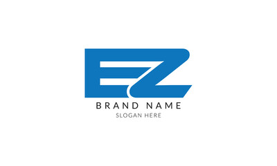 ez blue letter logo template design.