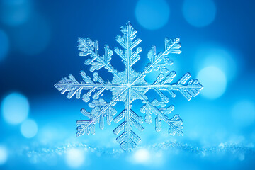 Snowflake on a Christmas blue background.