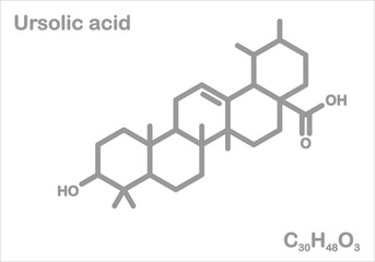 Ursolic acid. Simplified structural formula. Substance is found in plants and is used for cosmetics additives.