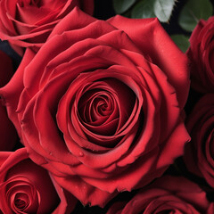 Naklejka premium Close-up of red rose and copy space full area. ai generative