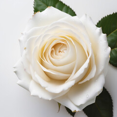 White rose flower isolated on the white background. ai generative