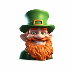 Leprechaun elf toy symbol of St. Patrick's Day isolated on white background.