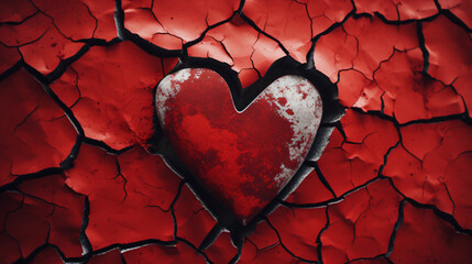 Close-up of broken red heart