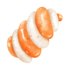 Orange Lollipop Candy Sweet Watercolor Illustration Clipart