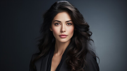 Naklejka premium Portrait of a sophisticated woman in modern chic with copyspace background
