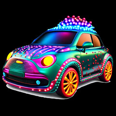 neon clipart car PNG file hight resolusi 300 DPI 3600x3600 pixels