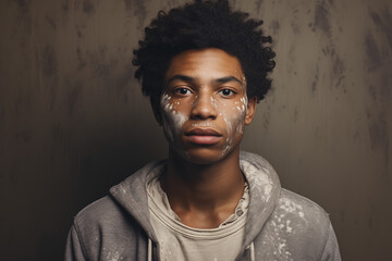 Fototapeta premium African American black young man with vitiligo skin