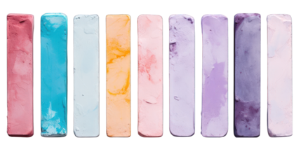 Set of Chalk Pastels Isolated on Transparent or White Background, PNG