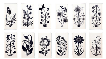 Obraz premium Set of Stencils Isolated on Transparent or White Background, PNG