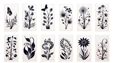 Set of Stencils Isolated on Transparent or White Background, PNG