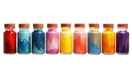 Set of Fabric Paints Isolated on Transparent or White Background, PNG