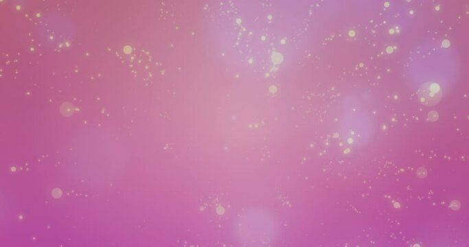 Animation of spots of light, light trails and spots against pink background with copy space