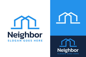 Simple House Home Neighbor Real Estate Mortgage Logo Design Branding Template