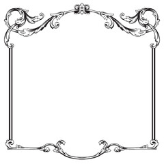 Border or frame decorative filigree calligraphy element in baroque style vintage and retro