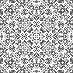 
 Figures from lines.Abstract background. Black  pattern for web page, textures, card, poster, fabric, textile. Repeat pattern. 