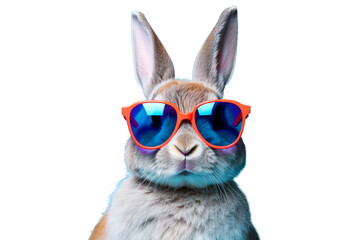 funny bunny with sunglasses isolated - obrazy, fototapety, plakaty