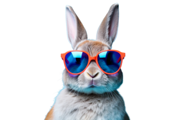 funny bunny with sunglasses isolated