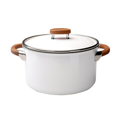 white cooking pot isolated on transparent background, clipping path, png file,  ceramic pot, 