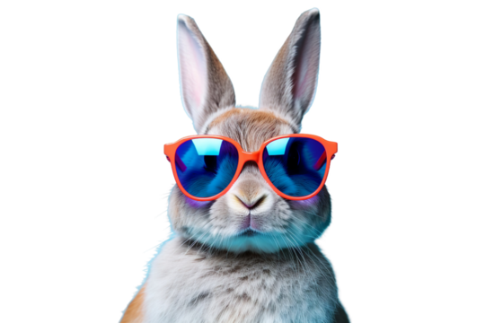 funny bunny with sunglasses isolated