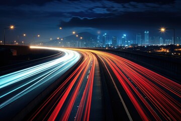 Fototapeta na wymiar Photo of the highway at night, at night