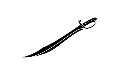 long Blade Scimitar sword, black isolates silluette