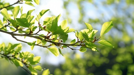 Young foliage on a tree in spring