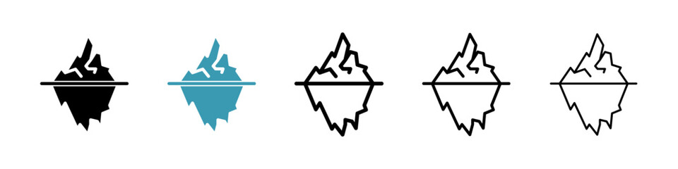 Iceberg vector illustration set. Arctic glacier iceberg icon for UI designs. - obrazy, fototapety, plakaty