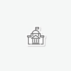 Government building icon sticker isolated on gray background