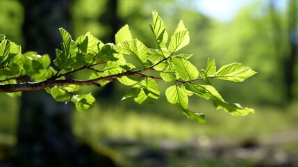 Fototapeta na wymiar Young foliage on a tree in spring