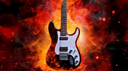 Fototapeta premium Fiery Rock n' Roll Guitar