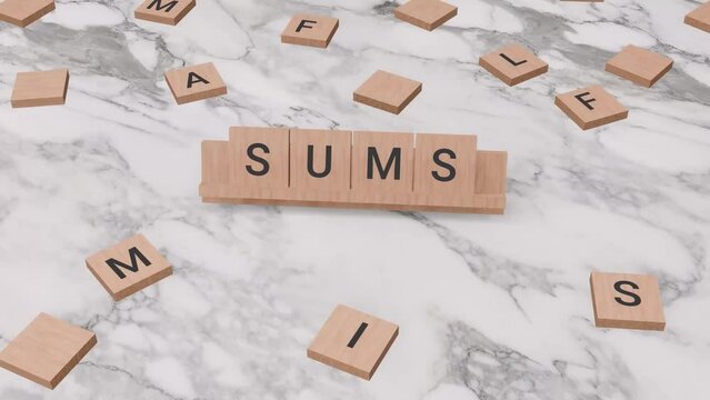 Sums word written on scrabble