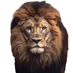 Close-up portrait of a lion isolated on transparent background