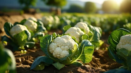 Cauliflower growing in the field