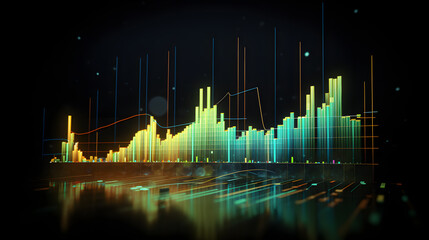 Digital data financial investment and trading graph chart. Generative Ai.