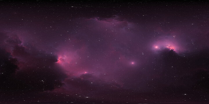 360 degree stellar system and nebula. Panorama, environment 360 HDRI map. Equirectangular projection, spherical panorama