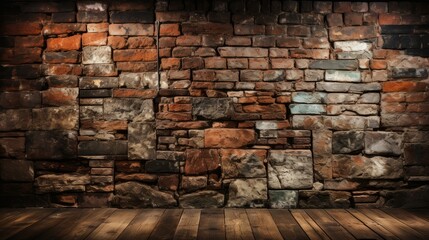 A medieval wall constructed from aged bricks