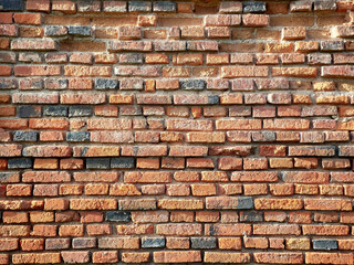 Texture of old brickwork. Vintage red brick wall